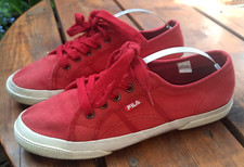 Fila ladies red canvas flat lace up shoes low top trainers UK size 4.5 / Eur 38