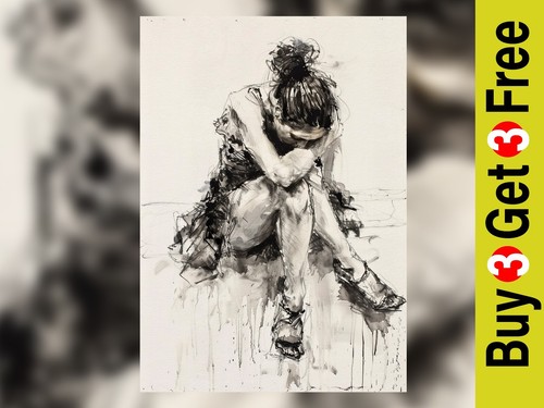 Pensive ballet dancer - dancer, 5"x7"