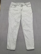 Tu Jeans Women's Size 16 Pale Grey Girlfriend 30" Leg High Rise Stretch Loose