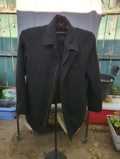 DOCKERS Weston Wool Blend Coat w/ Scarf Adult Large Black Topcoat Pea $180