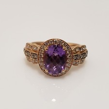 Le Vian 14k Strawberry Rose Gold Amethyst Chocolate Vanilla Diamond Ring Size 7