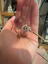Crystal Kiwi Bird Figurine with 24 kt Gold Feet and Beak