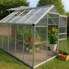 Aluminium Greenhouse Large Outdoor Garden Polycarbonate Frame Shed Base 6x12ft