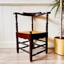 Wood and Rattan Corner Chair