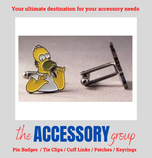 New Homer Simpson cartoon tv american cufflinks cuff shirt links metal enamel