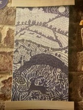 Linocut Landscape Hare Print