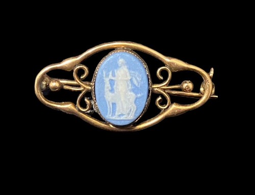 Wedgwood 10k pin blue jasper - wedgwood,