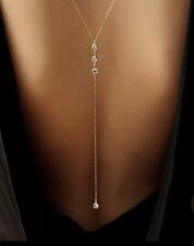 Backdrop Necklace - Wedding Back Necklace - Gold Necklace Lariat Y Style