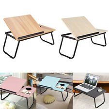 Adjustable Bed Tray With Folding Legs Serving Breakfast Lap Tray Table Cup Hold