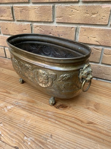 Vintage brass trough planter - vintage,