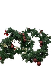 Artificial Christmas Garland with Red Baubles and Bows Seasonal Decor