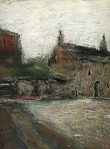 Lowry brushwork farm buildings - brushwork,