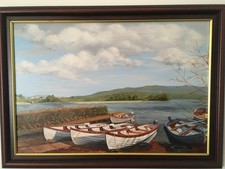 Original oil painting river - oil,