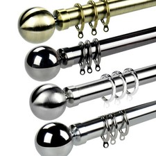 METAL CURTAIN POLE POLES TRACKS RAILS 28mm DIAMETER ATHENA SILVER BLACK