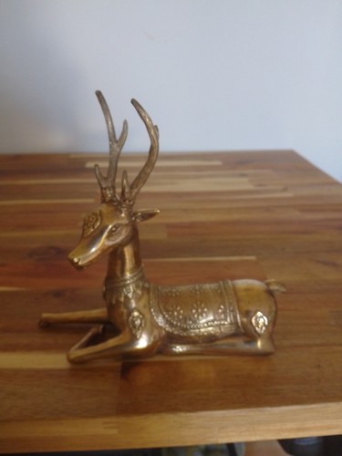 Vintage brass stag - brass, deer