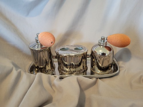 Vintage silver vanity set - vanity, –