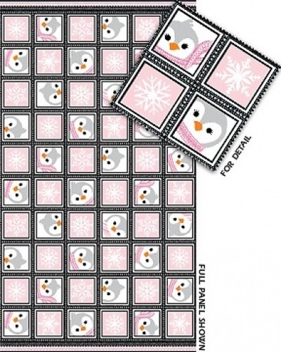 Winter penguin pink cotton - pink,