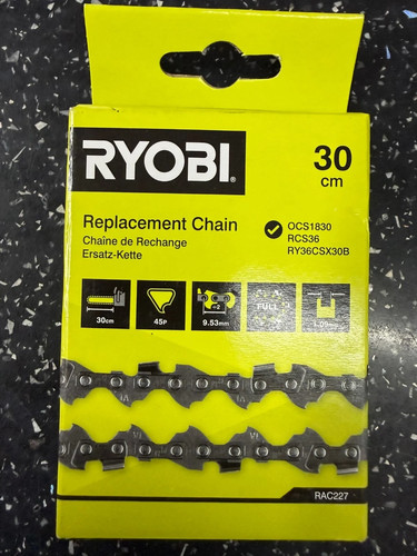 Ryobi rac227 30cm chainsaw - 30cm,