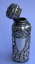 Antique 3" 43g Silver Perfume Bottle Rubbed Hallmarks Bottle No Glass Interior
