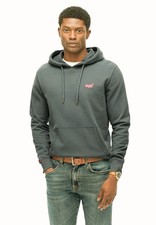 Superdry Hoodie Overhead Long Sleeve Pullover Essential Logo Hoody Grey Blue
