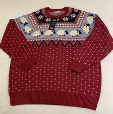 BNWT Cotton Traders Christmas Jumper Crimson Sheep Size L 18/20
