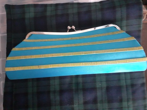 Turquoise handbag with lime - handbag,