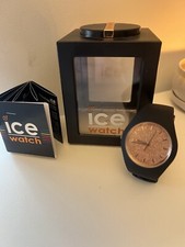 ICE WATCH 001 353 Ice Glitter 40 Rose Gold Black Rubber Band  Watch NEW