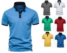Mens Polka Polo Shirt T-Shirt Top Short Sleeve Contrast Colours S M L XL PL21
