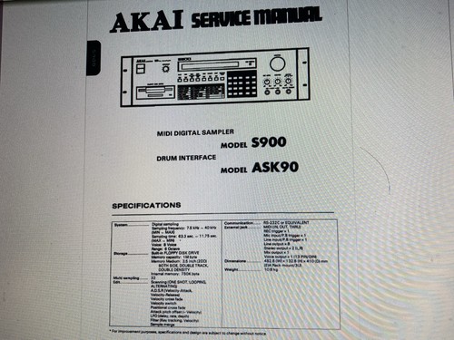 Akai s900 service manual - s900,