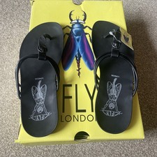 Fly London MOUS755FLY Ciervo Women’s black leather sandals - UK 5 EU38