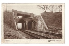The Aqueduct, Hanwell Road, Canal & Rail - c1920's Middlesex real photo postcard