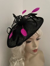 Fascinator Black Fuchsia Pink