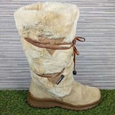 Oscar Sport Womens Fur Boots Beige Brown Apres Ski Snow Winter Size UK 4 EU 37