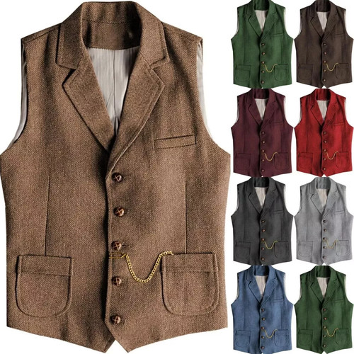 Mens tweed waistcoat - tweed,