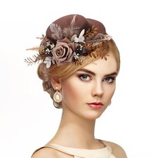 Brown Fascinator Tea Hat with