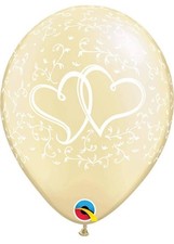 Qualatex 11” Satin Ivory Entwined Hearts Latex Balloons (25 Pack) Anniversary