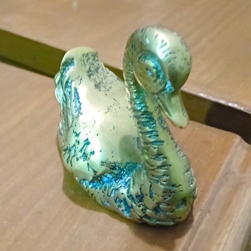 Small brass swan bird - small,