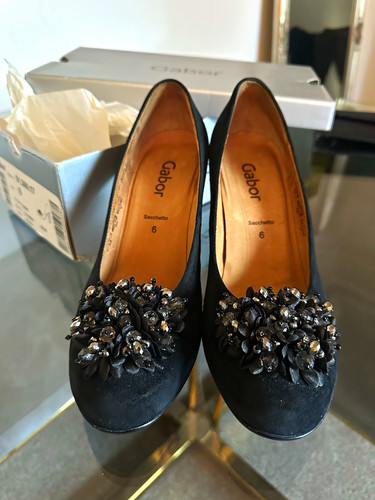 Gabor black embellished court - black,