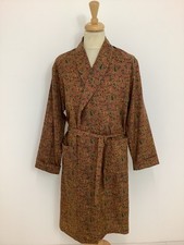 Vintage 80s Debenhams dressing gown retro silky paisley smoking jacket robe #V1