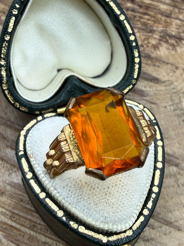 Vintage emerald cut orange - emerald-cut,
