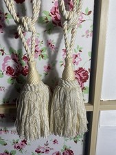 Curtain Tie Backs Cream Tassels Country House Farmhouse Cottage Decor 58 cm