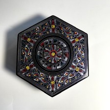 Hexagon Wood Black Lacquer Box