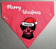 Rottweiler Dog Bandana Slide on Collar Neckerchief Scarf Gift Present Christmas