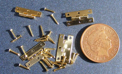 Dolls house brass - hinges, (2)