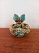 Vintage Yare Pottery Dragon in Nest / Basket Two Compartments