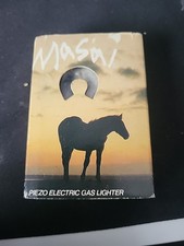 Vintage Piezo Electric Gas Lighter. Masai. Lioness, Jaguar, Big Cat. Gold Metal