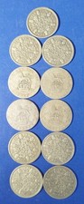 11 Six pence coins, 1920 - 1936, job lot, 0.50 fineness, 30 grams