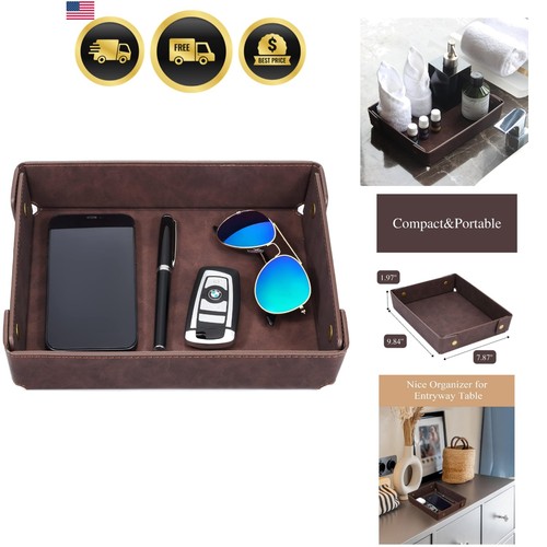 Faux leather valet - valet, tray