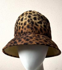 Stunning Real MELUSINE Fur FELTED LEOPARD Wool Bucket Hat by RACHEL SKINNER