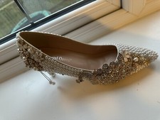 Beaded white/ivory wedding shoes size 6